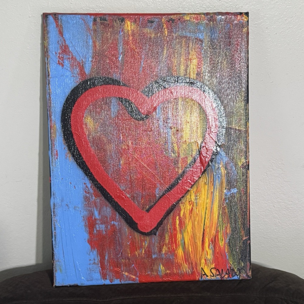 Heart Of Hope Abstract Layering Canvas Painting By Alejandro Rojas Salazar 2022‎